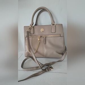 Anne Klein Taupe Shoulder Bag with Gold Chain